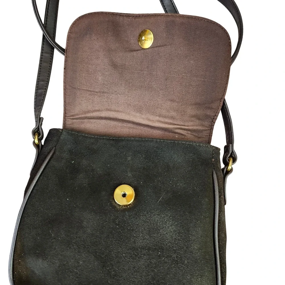 Valerie Stevens Vintage Classic Brown Suede‎ flap crossbody bag 7